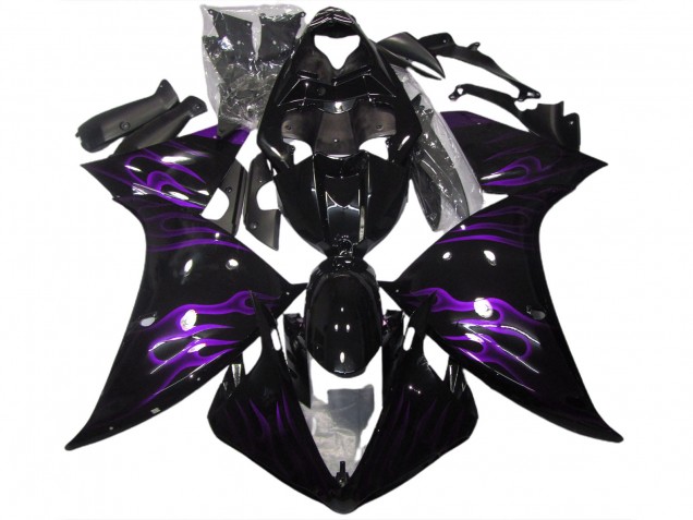 Black & Purple Flame 09-11 R1 Fairings