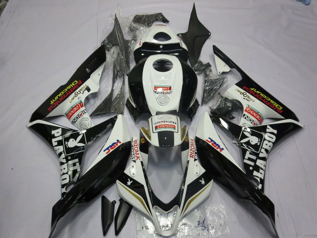 Black and White Playboy 07-08 CBR600RR Fairings