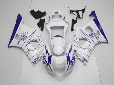 Blue and White Corona 03-04 GSXR 1000 Fairings