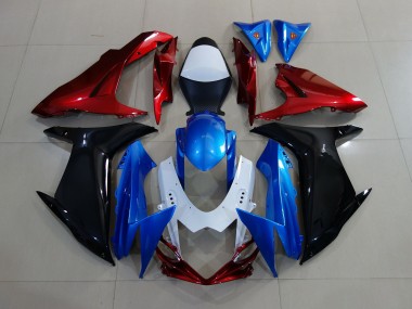 Custom Red Black and Blue 11-24 GSXR 600-750 Fairings