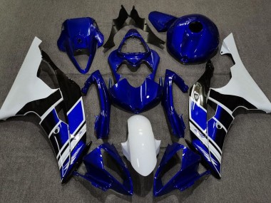 Dark Blue and White Custom 08-16 R6 Fairings