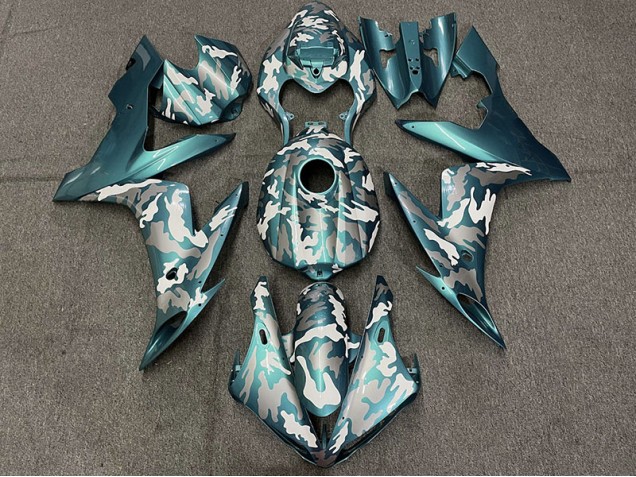 Dark Teal Camo 04-06 R1 Fairings