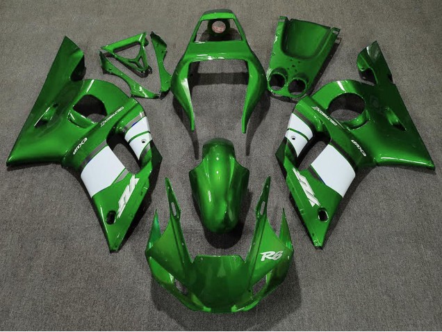 Deep Green & White 98-02 R6 Fairings