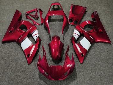 Deep Red & White 98-02 R6 Fairings