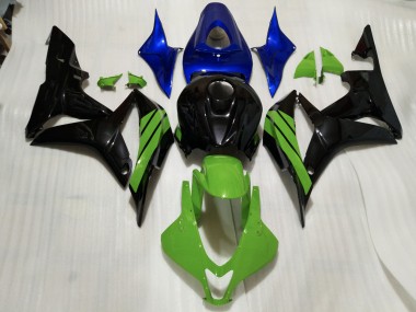 Gloss Black & Green and Blue Accents 07-08 CBR600RR Fairings