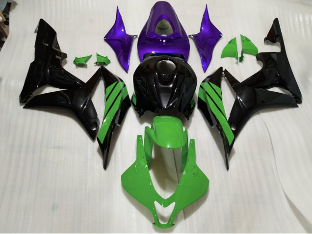 Gloss Black & Green and Purple Accents 07-08 CBR600RR Fairings