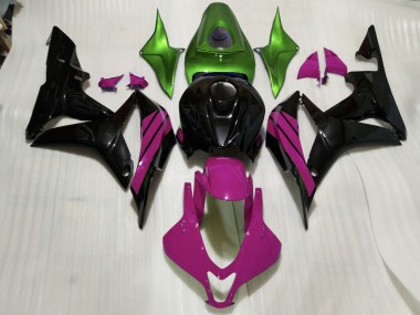 Gloss Black & Pink and Green Accents 07-08 CBR600RR Fairings