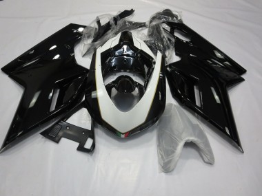Gloss Black and White 07-14 Ducati 848 1098 1198 Fairings