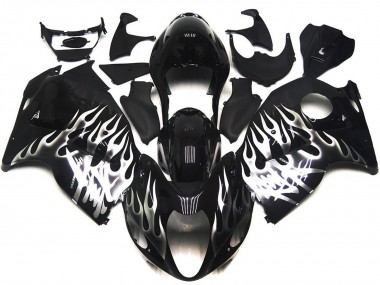 Gloss Black with Silver Flames 97-07 GSXR 1300 Hayabusa Fairings