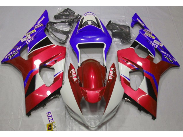 Gloss Candy Red and Blue 03-04 GSXR 1000 Fairings