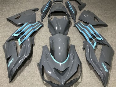 Gloss Grey & Light Blue 12-21 ZX14R Fairings
