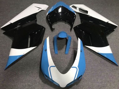 Gloss Light Blue White and Black 07-14 Ducati 848 1098 1198 Fairings