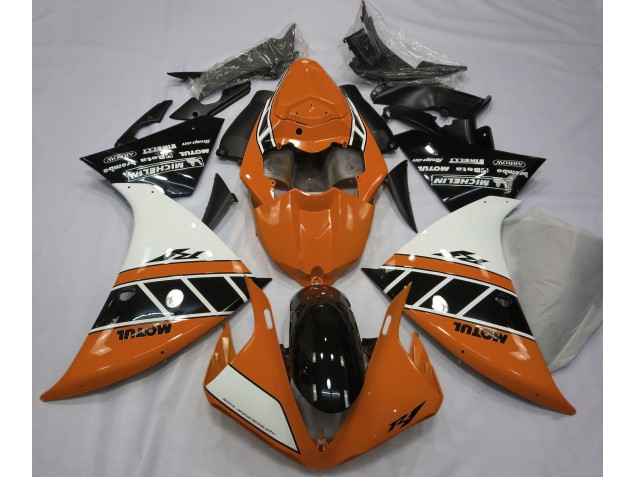 Gloss Orange White and Black 12-14 R1 Fairings