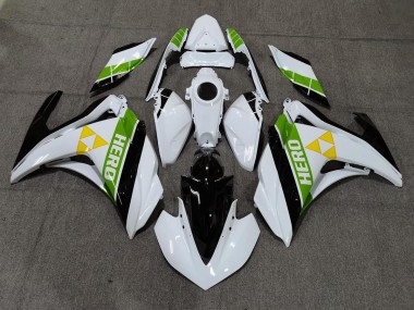Gloss White Black and Green 15-18 R3 Fairings
