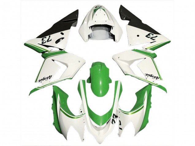 Gloss White & Green 04-05 ZX10R Fairings