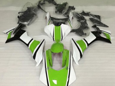 Gloss White Green and Black 15-19 R1 Fairings