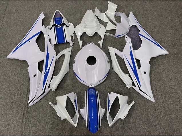 Gloss White and Blue 08-16 R6 Fairings