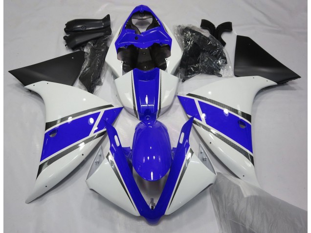 Gloss White and Blue 09-11 R1 Fairings