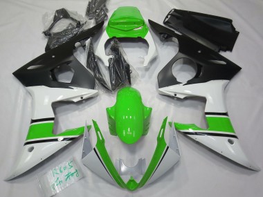 Gloss White and Green 03-04 R6 Fairings