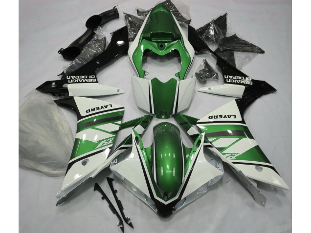 Gloss White and Green 07-08 R1 Fairings