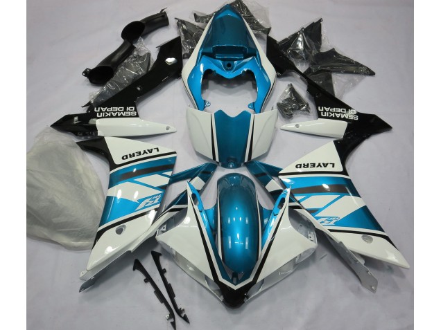 Gloss White and Light Blue 07-08 R1 Fairings