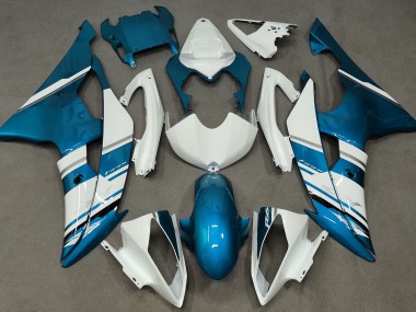 Gloss White and Light Blue OEM Style 08-16 R6 Fairings