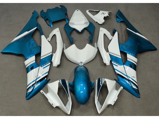 Gloss White and Light Blue OEM Style 08-16 R6 Fairings