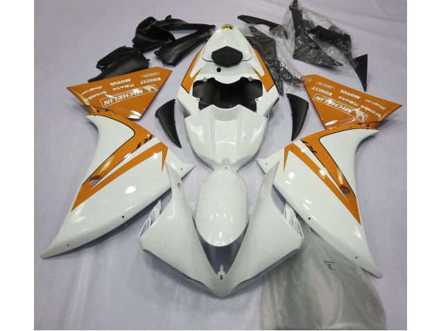 Gloss White and Orange 12-14 R1 Fairings