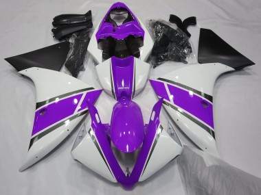 Gloss White and Purple 09-11 R1 Fairings