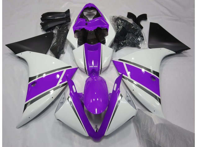 Gloss White and Purple 09-11 R1 Fairings