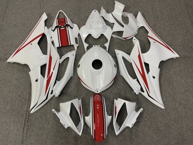 Gloss White and Red 08-16 R6 Fairings