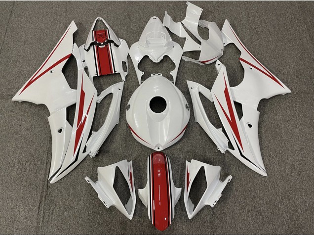 Gloss White and Red 08-16 R6 Fairings