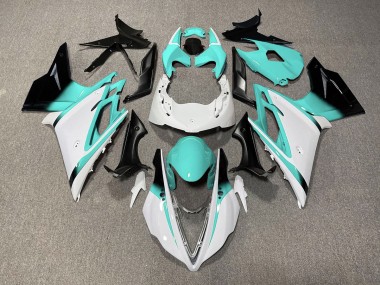 Gloss White and Teal 13-16 Daytona 675 Fairings