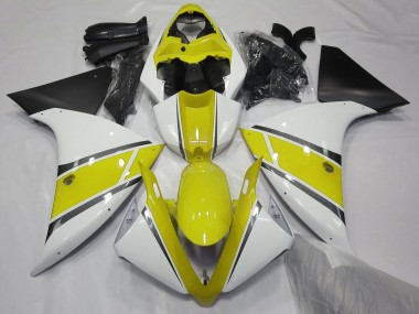 Gloss White and Yellow 09-11 R1 Fairings