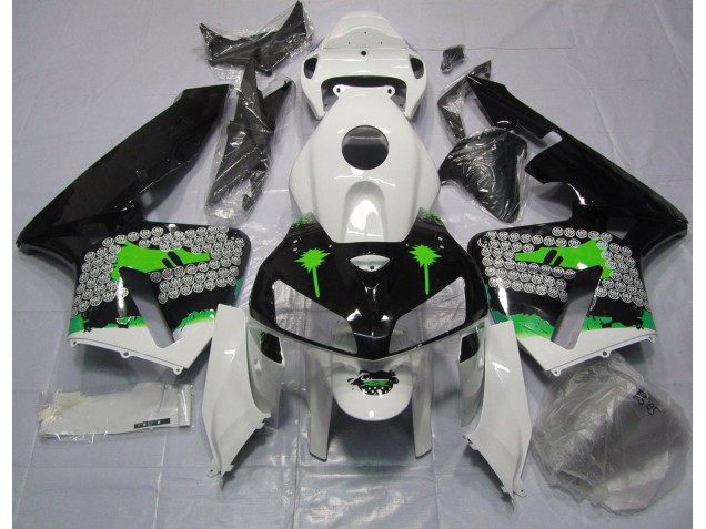 Green Splatter on Gloss Black 05-06 CBR600RR Fairings