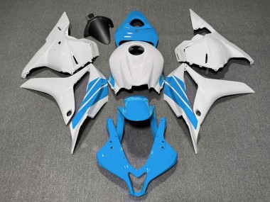 Light Blue and White Side Stripe 09-12 CBR600RR Fairings