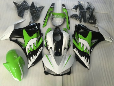 Lime Green and White Shark 15-18 R3 Fairings