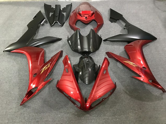 Maroon Red and Carbon Fiber Style 04-06 R1 Fairings