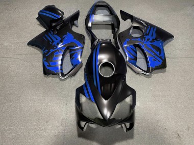 Matte Black & Blue Skull 01-03 CBR600 F4i Fairings