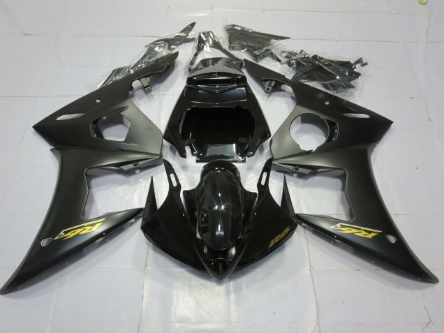 Matte Black Gold 03-04 R6 Fairings