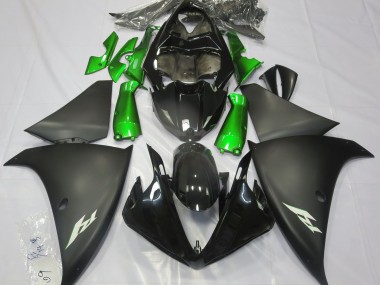 Matte Black & Green 09-11 R1 Fairings