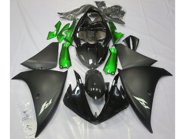 Matte Black & Green 09-11 R1 Fairings