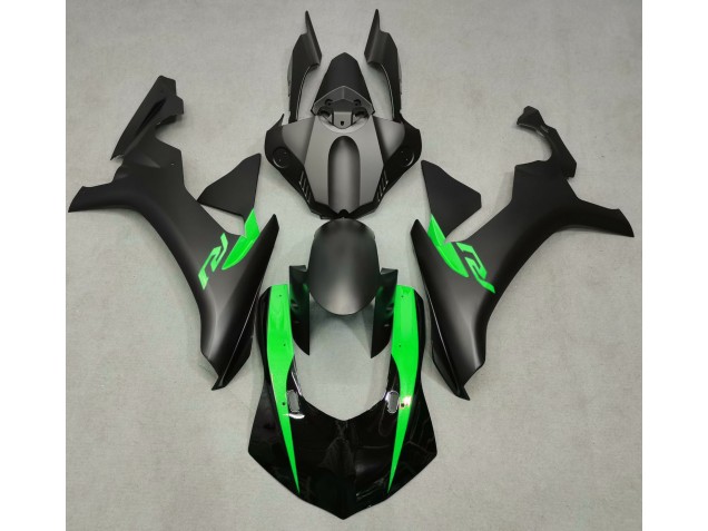 Matte Black & Green 15-19 R1 Fairings