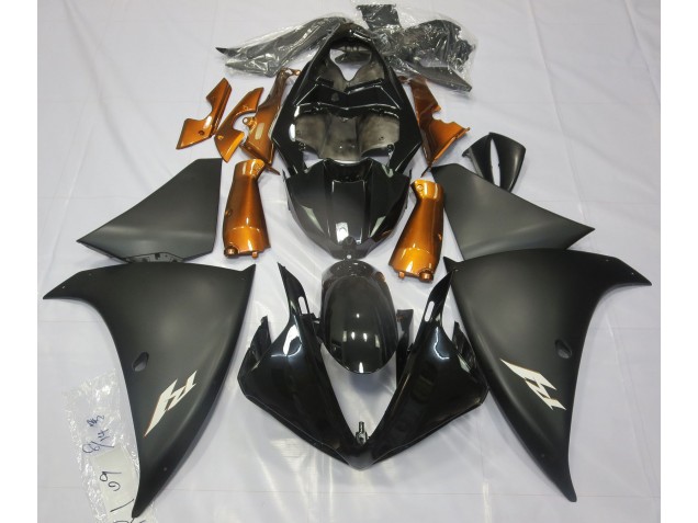 Matte Black & Orange 09-11 R1 Fairings