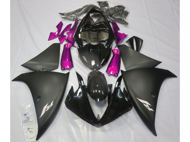 Matte Black & Pink 09-11 R1 Fairings