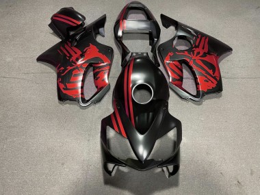 Matte Black & Red Skull 01-03 CBR600 F4i Fairings