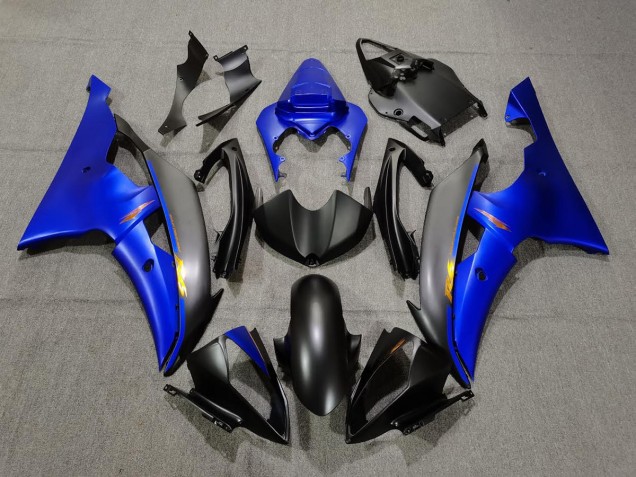 Matte Black and Blue 08-16 R6 Fairings