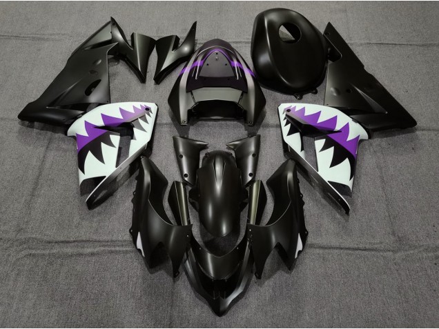 Matte Black and Purple Shark 04-05 ZX10R Fairings