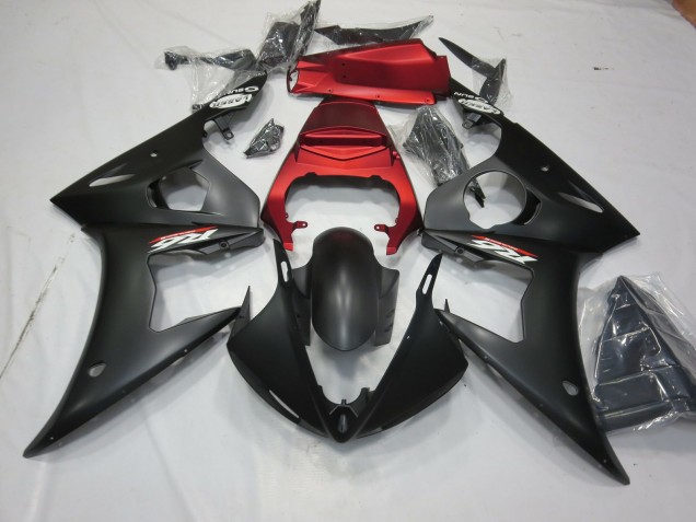 Matte Black and Red 03-04 R6 Fairings