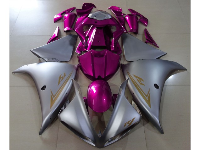 Matte Silver & Pink 09-11 R1 Fairings